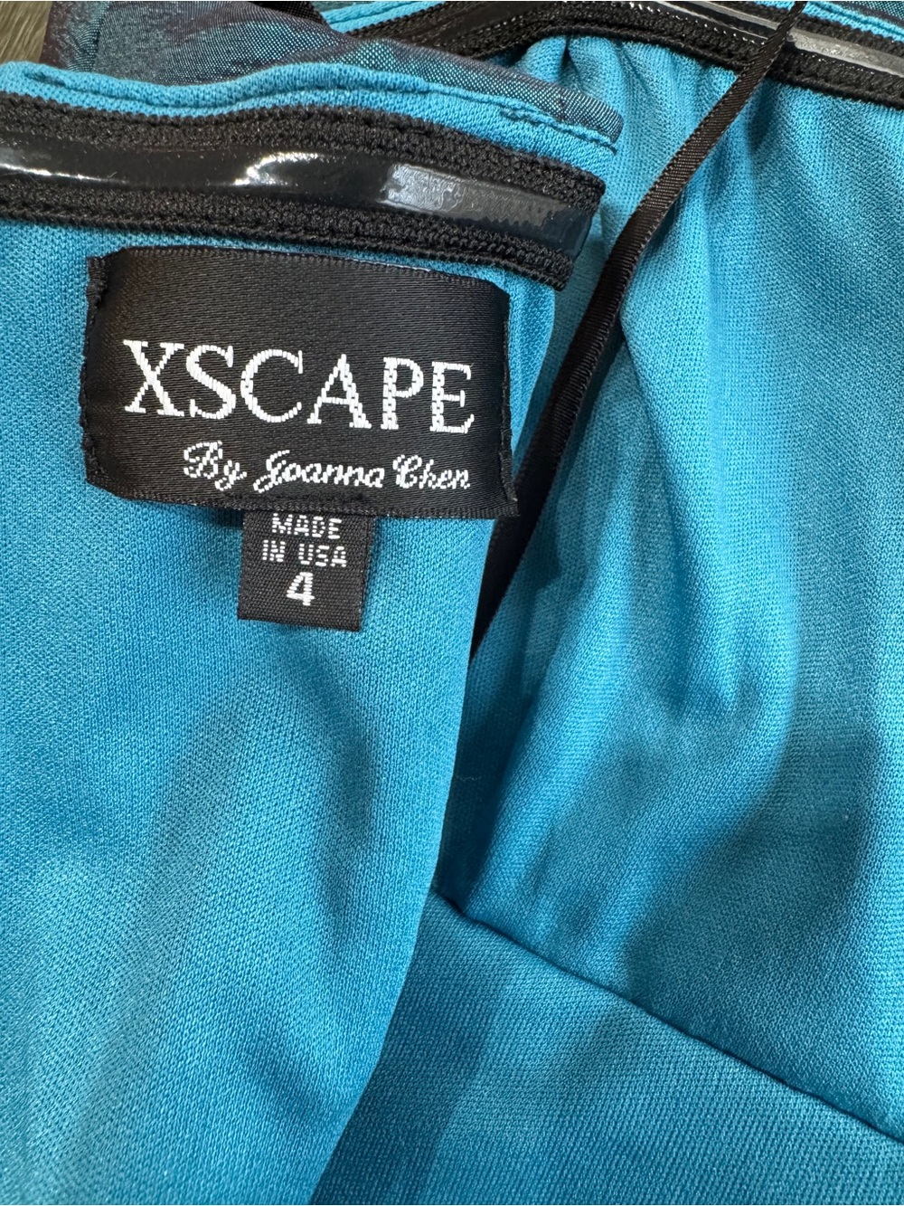 Xscape Strapless Pleated Bodice Ruched Mermaid Gown in Teal - Picture 14 of 16